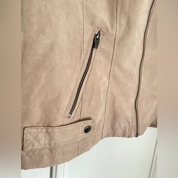 Sebby Collection Tan Faux Suede Moto Jacket Size XXL - Picture 8 of 14